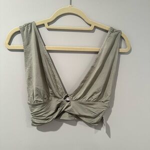 Free People Gray/Green Top